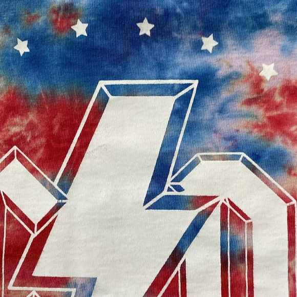 Women’s ACDC Retro Blue and Red Tie Dye Cropped Short Sleeve Tee Size Me… - Picture 8 of 8